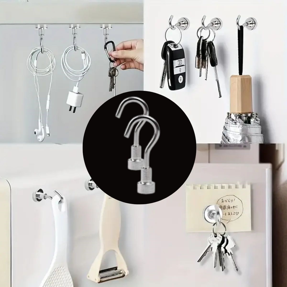 shop® Güçlü Manyetik Mutfak,Banyolar İçin Çok Amaçlı 2'li Magnet Askı
