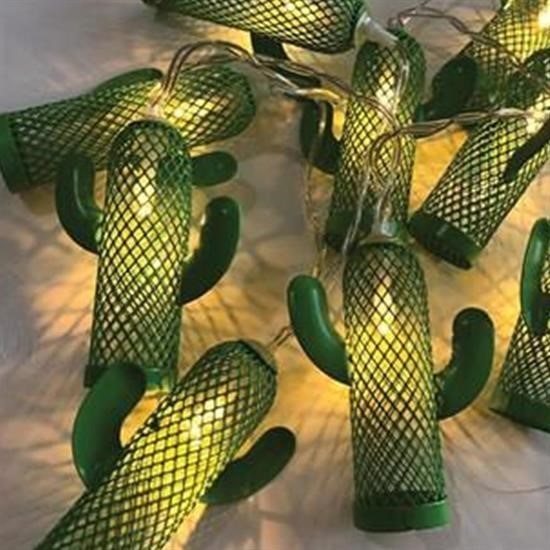 shop® Pilli Yeşil Kaktüs Led Işık Zinciri Dekoratif Süs Aydınlatması