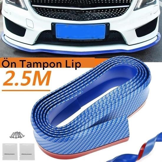 shop® Mavi 2,5 Metre Araba Oto Ön Tampon Koruyucu Kauçuk Pratik Tampon Şerit Bant Döşeme Kiti