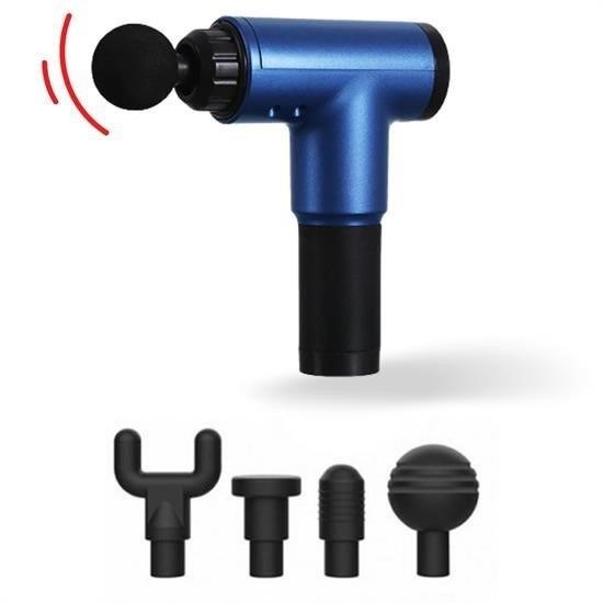 shop® 4 Başlıklı 6 Seviye Hız Ayarlı Vurmalı Kas Yoğurmalı Titreşimli Masaj Tabancası Aleti