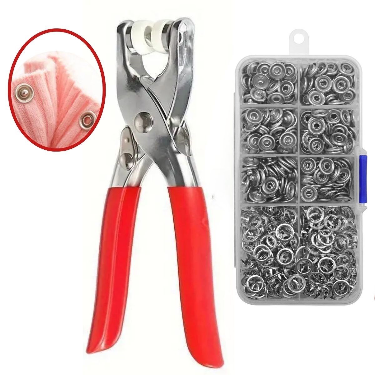 shop® 200 adet Paslanmaz Çelik Çıtçıt ve Pense Seti Metal Çıt Çıt Makinesi
