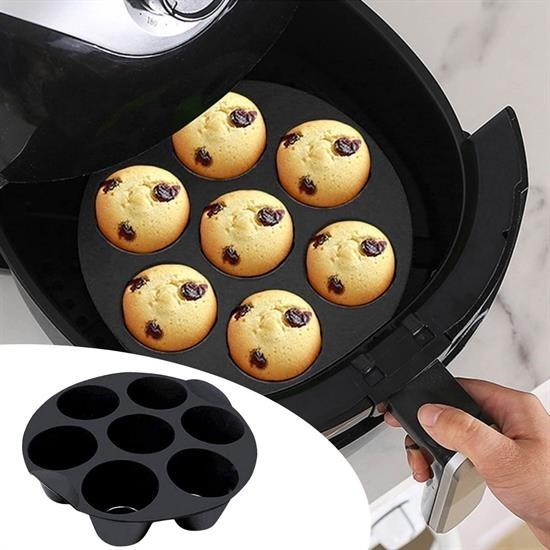 shop® 7 Gözlü Silikon Çok Amaçlı Airfryer Muffin Cupcake Kek ve Çörek Pişirme Kalıbı