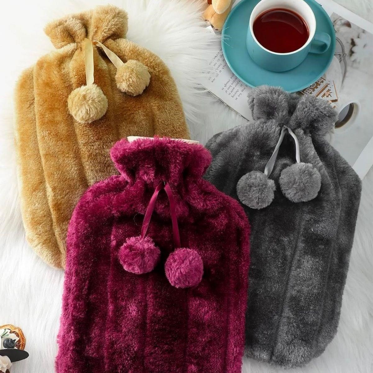 shop® 2 Litre Ponponlu Peluş Sıcak Su Torbası 1.Sınıf Kauçuk Malzeme