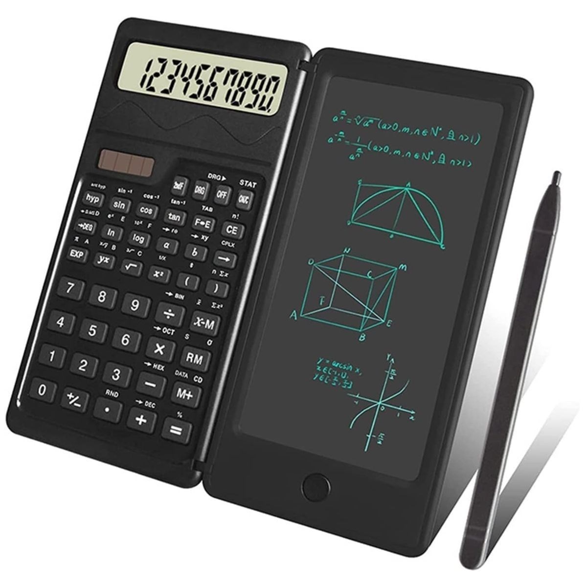 shop® Silinebilir LCD Yazı Tabletli,Kalemli Katlanabilir Bilimsel Hesap Makinesi