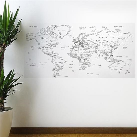 shop® Yazılabilir Dünya Haritası Manyetik Duvar Stickerı 110 x 56 cm