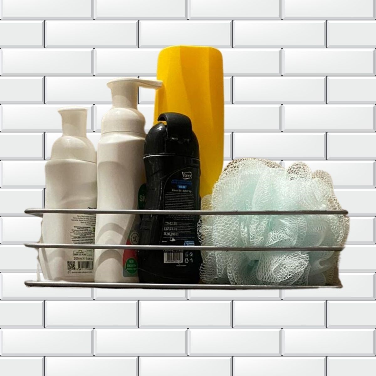 shop® Kendiliğinden Yapışkanlı Krom Paslanmaz Metal Şampuanlık Banyo Düzenleyici Raf