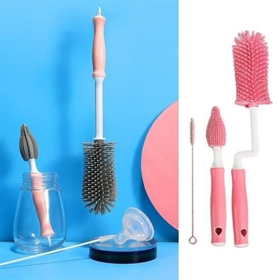 shop® Silikon Uçlu Ekstra Yumuşak Kıllı Sağlam Kavanoz Bardak  Şişe Ve Biberon Temizleme Fırçası