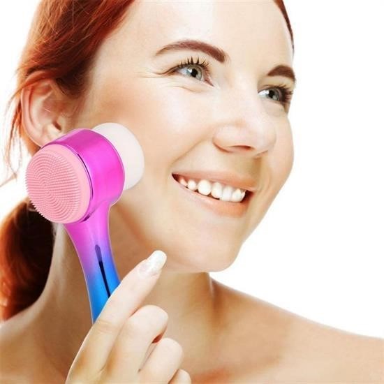 shop® Çift İşlevli Renkli Cilt Yüz Temizleme Fırçası Peeling Masaj Etkili Gözenek Temizleyici Alet