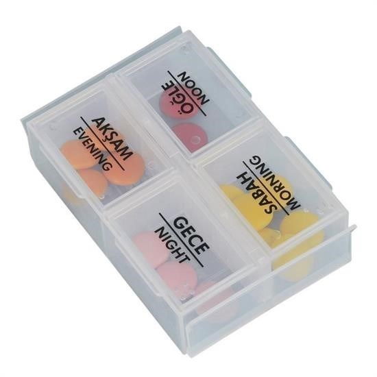 shop® 4 Öğün Günlük Hap İlaç Saklama Taşıma Kutusu İlaç Hatırlatıcı