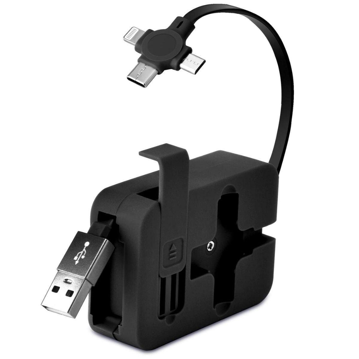 shop® Cep Tipi Telefon Tutuculu Makaralı Uzayıp Kısalabilen 3'ü 1 Arada USB Şarj Kablosu
