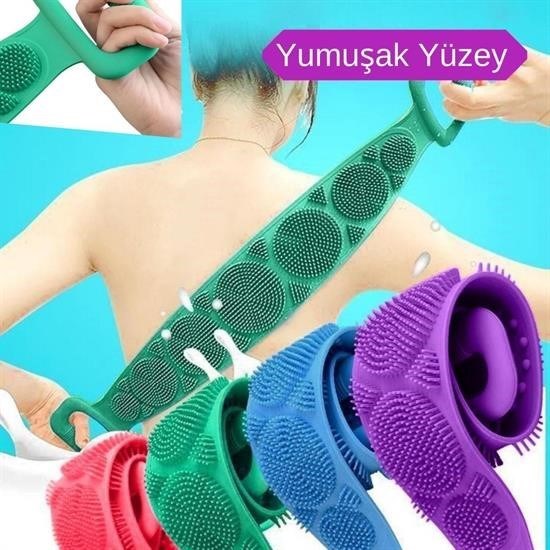 shop® Çift Taraflı Banyo Hamam Lifi Silikon Masajlı Yumuşak Duş Lifi Uzun Ömürlü Hazır Banyo Keses