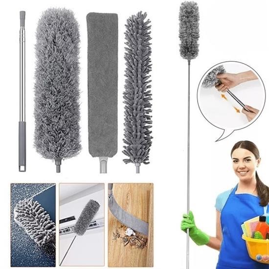 shop® Teleskopik 3'lü Mop Toz Alma Püskülü Çok Fonksiyonlu Temizlik Seti