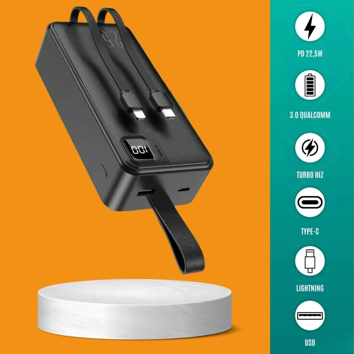 shop® 30000 Mah 22,5w Süper Hızlı Lightning ve Tyype C Powerbank
