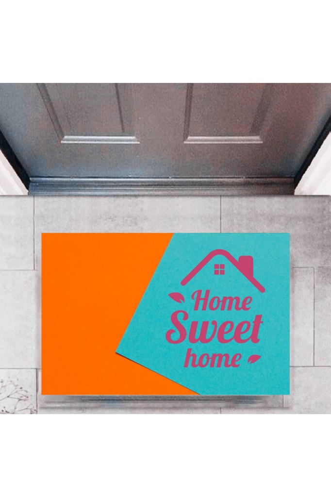 Kapı Önü Paspası Dekoratif Dijital Baskı Home Sweet Home P-2329
