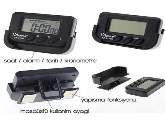 shop® Ev ve Araç Tipi Dijital Saat Kronometreli Alarmlı Pilli Saat