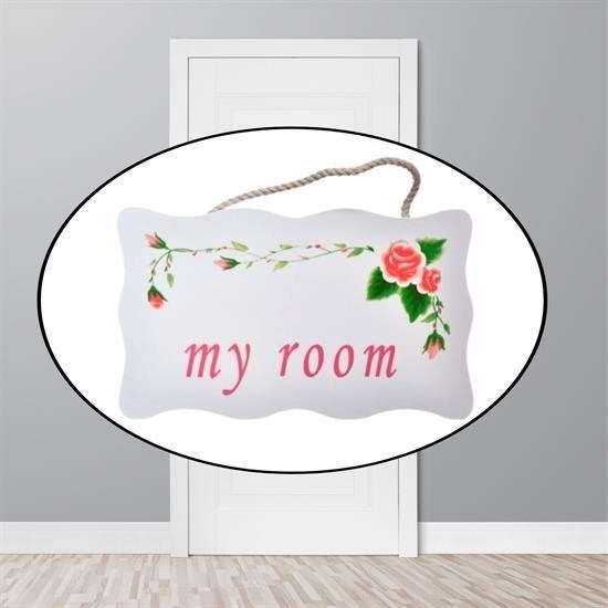 shop® Decotown My Room Benim Odam Dekoratif Çiçek Desenli Kapı Askısı