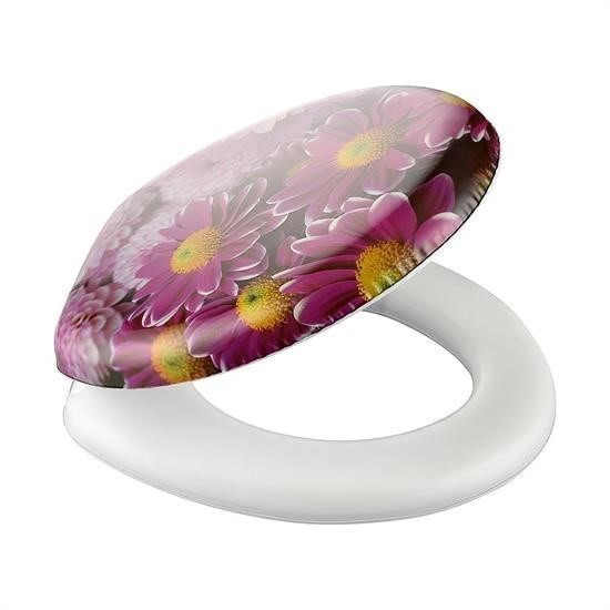 shop® Çiçekli Tuvalet Kapağı Süngerli Ekstra Yumuşak Wc Klozet Kapağı