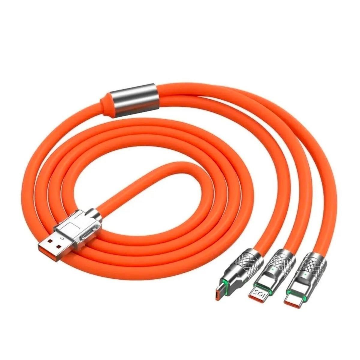 shop® 3 in 1 Type-C + Micro Usb + Lightning Hızlı Şarj Kablosu Silikon Kablo 1 Metre Opp Ambalaj