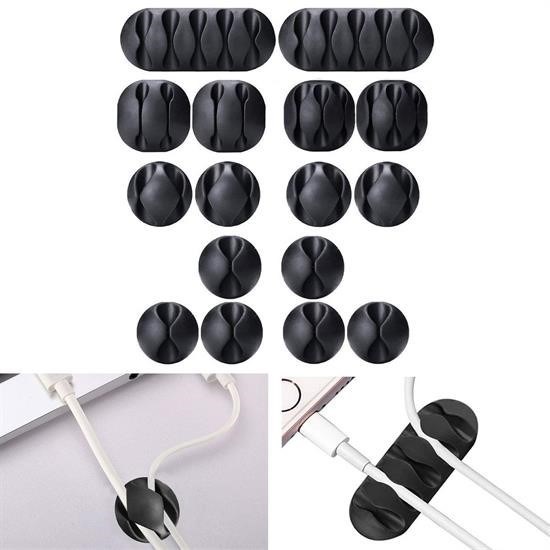 shop® Çok Amaçlı Kablo Tutucu Akrilik Güçlü Yapışkanlı Organizer Düzenleyici 16 Parça Set Kolay Ku