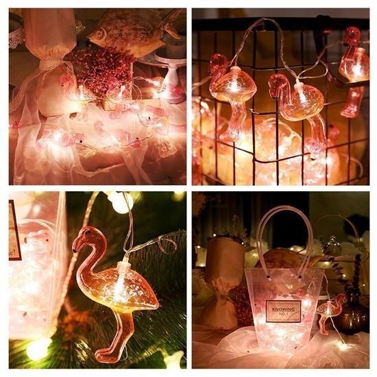 shop® 10lu Pilli Led Flamingo Dekoratif Işık Zinciri Aydınlatma 1,5 Mt