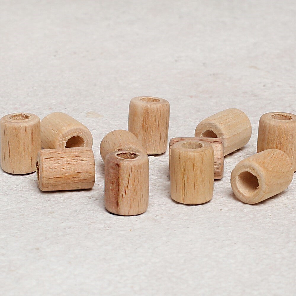 Loren Crafts 10 Adet Ham Boru Ahşap Boncuk 16mm