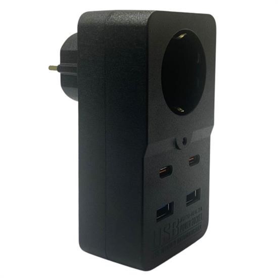 shop® Isıya Dayanıklı Termal Akım Korumalı 1 Priz Girişli 2 USB Girişli 2 TYPE-C Girişli Pirz