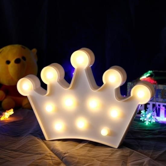 shop® 3D Dekoratif Pilli Kraliçe Tacı Model Led Masa ve Gece Lambası