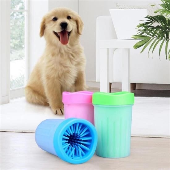 shop® Silikon Jel Fırçalı Kedi Köpek Pati Ayak Yıkama Temizleme Kovası (Küçük)