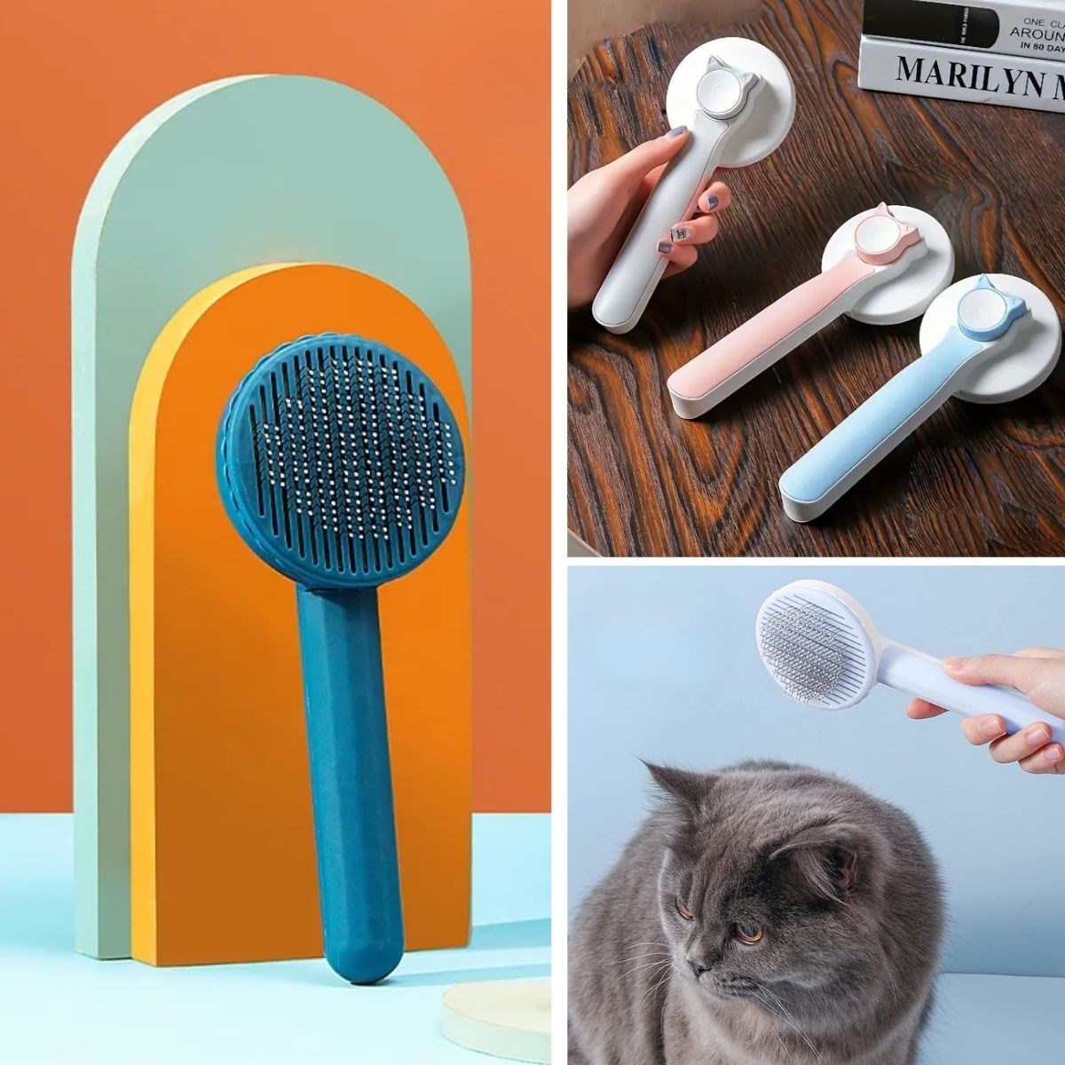shop® Basmalı Kedi Köpek Tüy Toparlayıcı Masaj Etkili Pet Fırçası