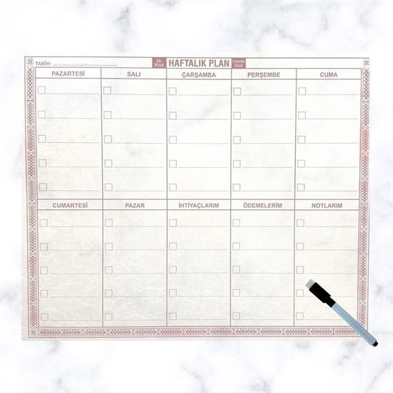 shop® Şeffaf Kendiliğinden Yapışkanlı Kalemli Haftalık Planlayıcı 40cm-50cm