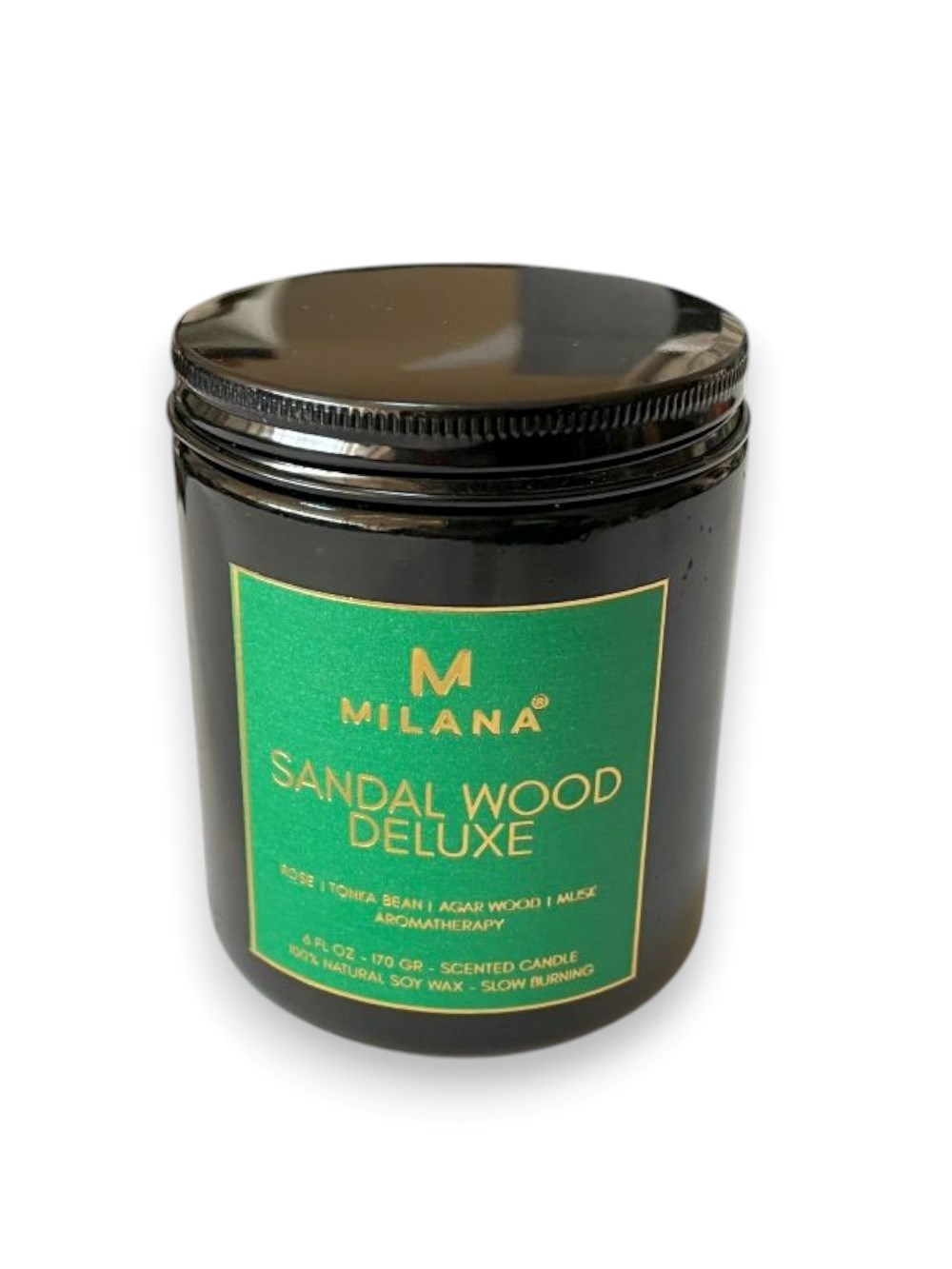 Siyah Kavanoz Kokulu Mum Sandal Wood Deluxe 170 Gr 6 Fl Oz