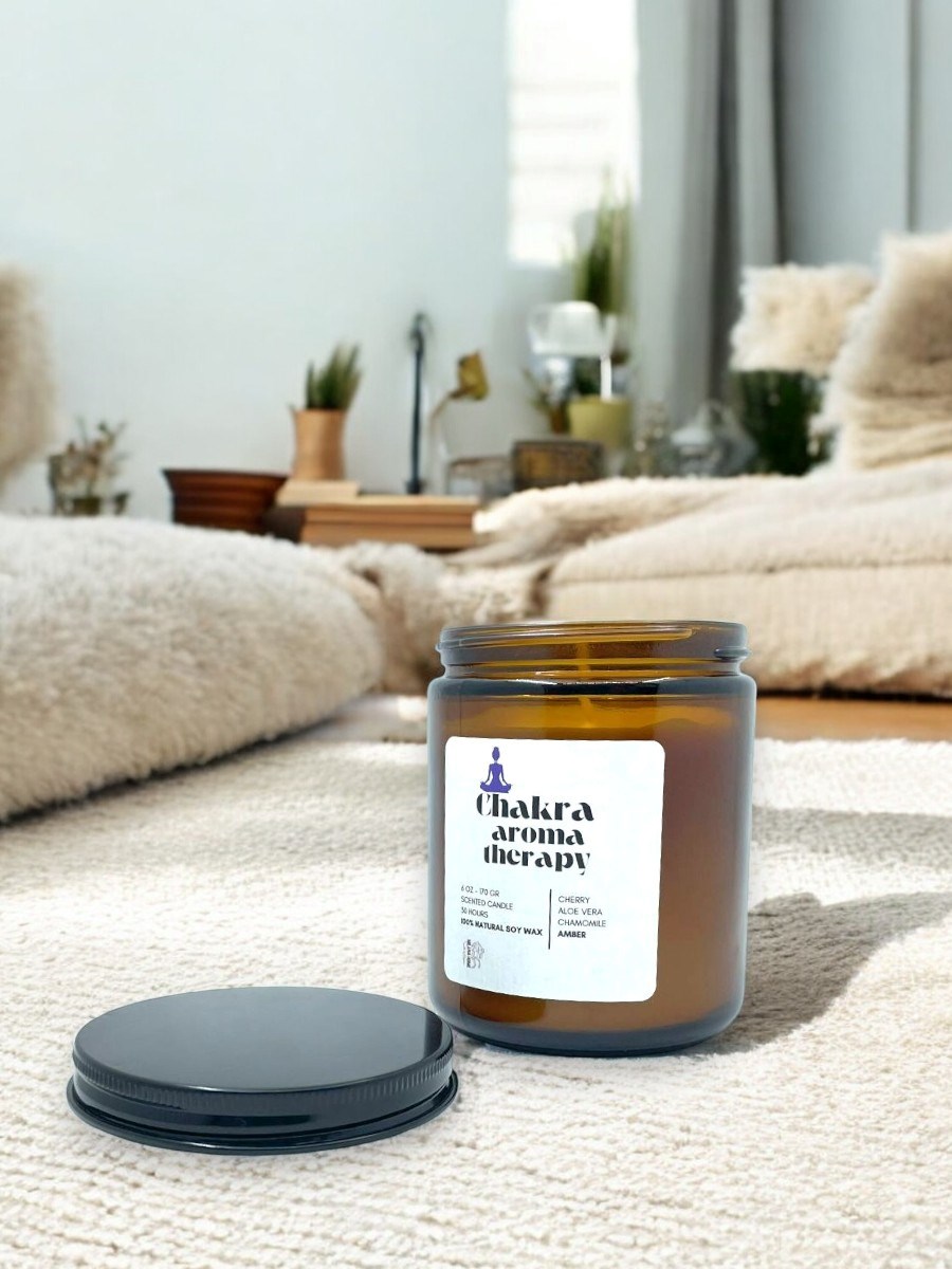 Çakra Aromaterapi Kokulu Mum Spa Yoga Meditasyon Amber Kokulu Mum 170 gr - 6 Oz