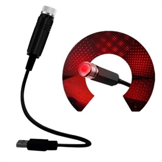 shop® Kırmızı Ayak Altı Tavan Led Araç içi Aydınlatma Oto Araba İç Disko Ayarlanır USB Lamba Işık