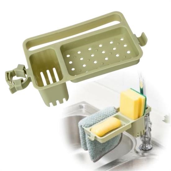 shop® Musluğa Takılan Sünger Havlu Askılı Sabun Hazneli mutfak Banyo Lavabo Düzenleyici Organizer