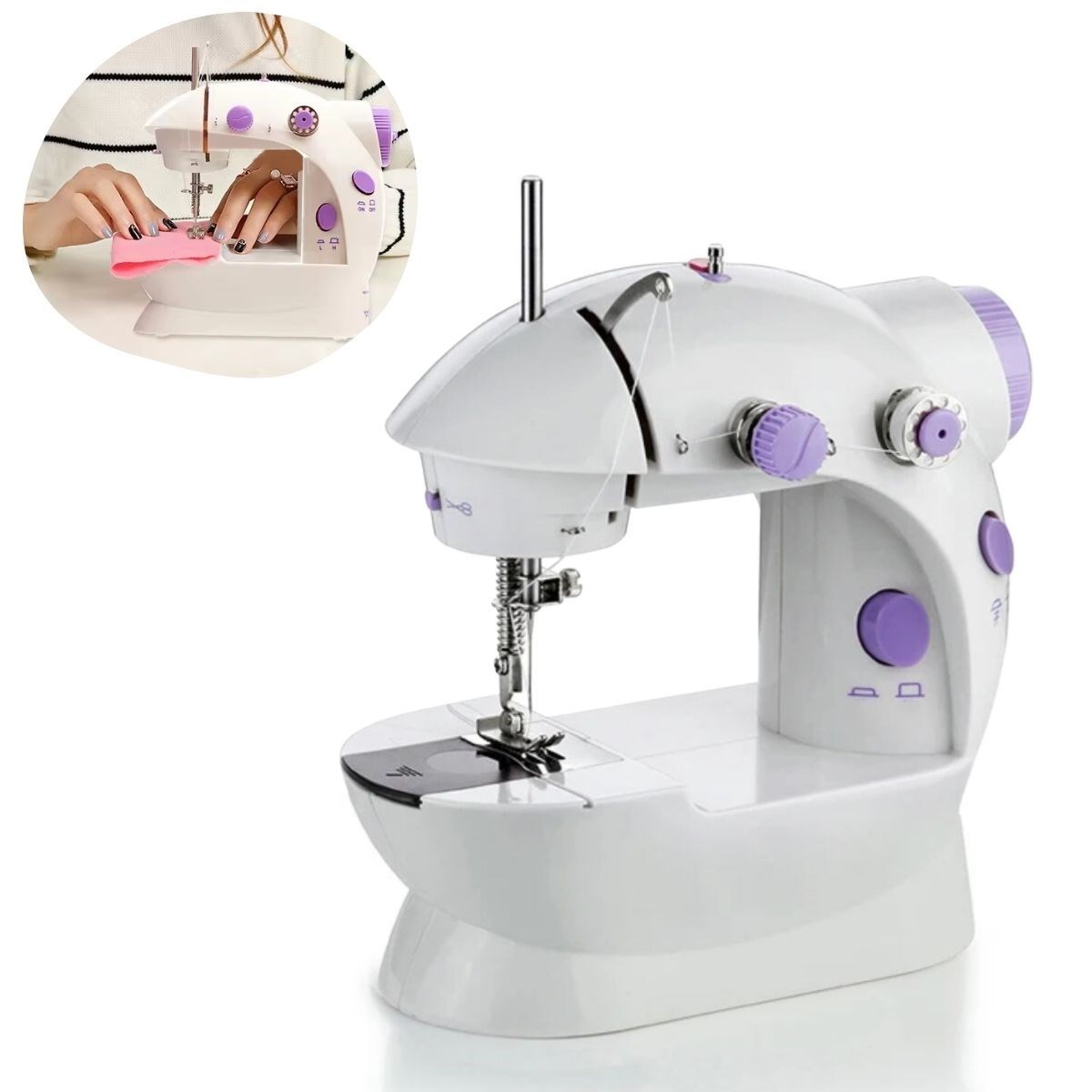 shop® Pratik Taşınabilir Elektrikli veya Pilli Seyahat Tipi Hız Ayarlı Kademeli Dikiş Makinesi