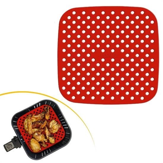  shop® Renkli Isıya Dayanıklı Yıkanılabilir Silikon Fırın Ve Airfryer Kare Pişirme Matı 21,5 Cm