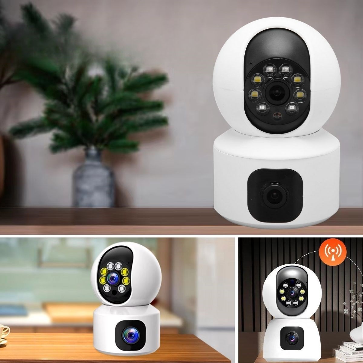 shop® Çift Kameralı Wifi Bağlantılı Gece Görüşlü Ev Tipi Güvenlik Kamerası