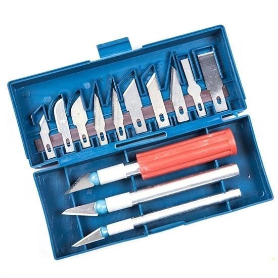 shop® Zanaat 16 Parça Hobi Gravür Ahşap Heykel Çömlek Oyma Şekil Verme 13 Maket Bıçak Neşter Seti