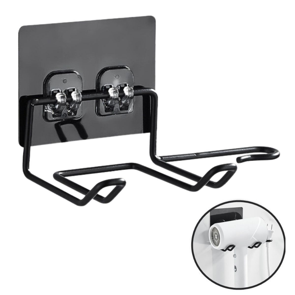  shop® Fön Makine Askısı Siyah Yapışkanlı Fön Makine Tutucu