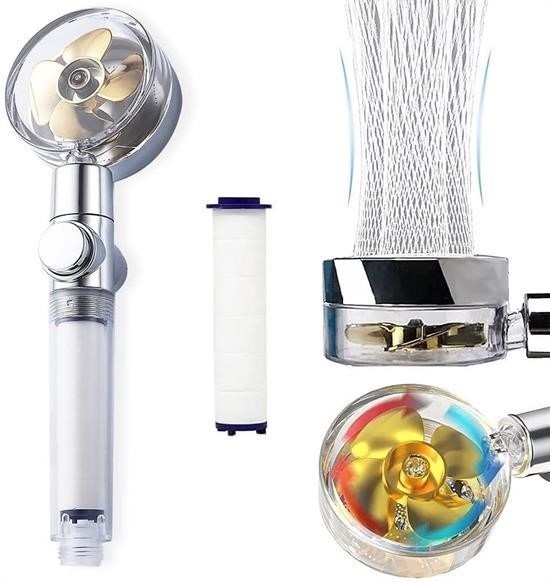 shop® Turbo Pervaneli ve Filtreli Su Tasarruflu 360 Derece Dönebilen Tazyikli Duş Başlığı