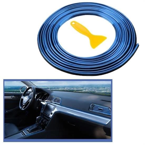shop® Mavi Araba OtoTrim Dekorasyon Şeridi Kauçuk Elastik Kolay Kurulum 5 metre Şerit Bant