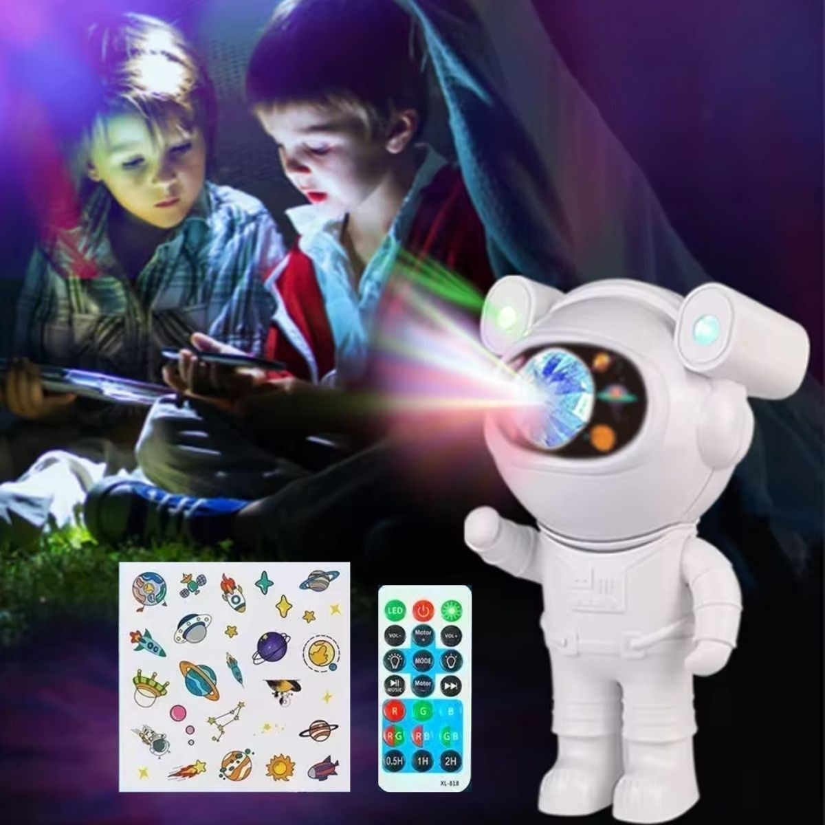shop® Stickerlı ,Kumandalı ASTRONOT Model Gece Lambası