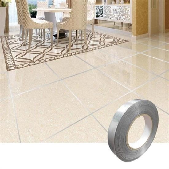 shop® 50 Metre Fayans Arası Şerit Dekoratif Yapışkan Renkli Dekor Su Geçirmez Sızdırmaz Gümüş Bant