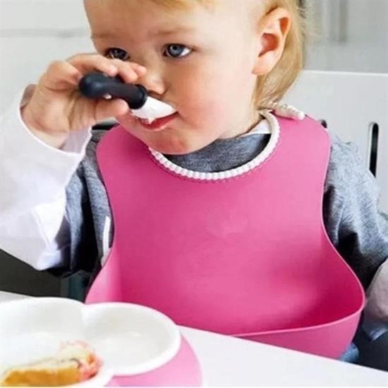 shop® Çocuk Bebek Mama Önlüğü Dökülme Engelleyici Bükülebilir Pembe