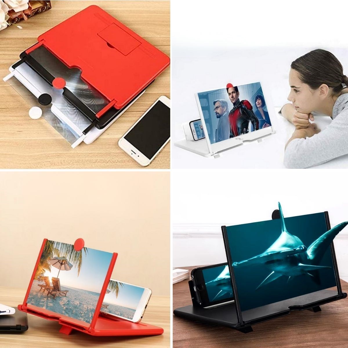 shop® Telefon ve Tablet Ekran Büyütücü Aparat Kırmızı