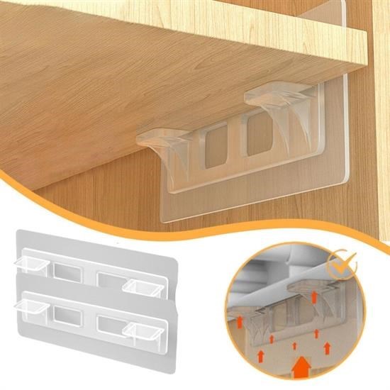shop® Dolap İçi Raflar İçin 4'lü Plastik Güçlü Yapışkanlı Raf Destek Aparatı