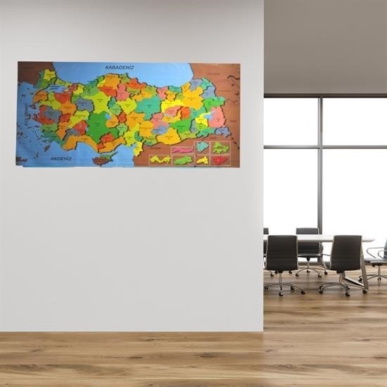 shop® Renkli Türkiye Haritası Manyetik Yapıştırıcı Gerektirmeyen Duvar Stickerı 118 CM * 56 CM