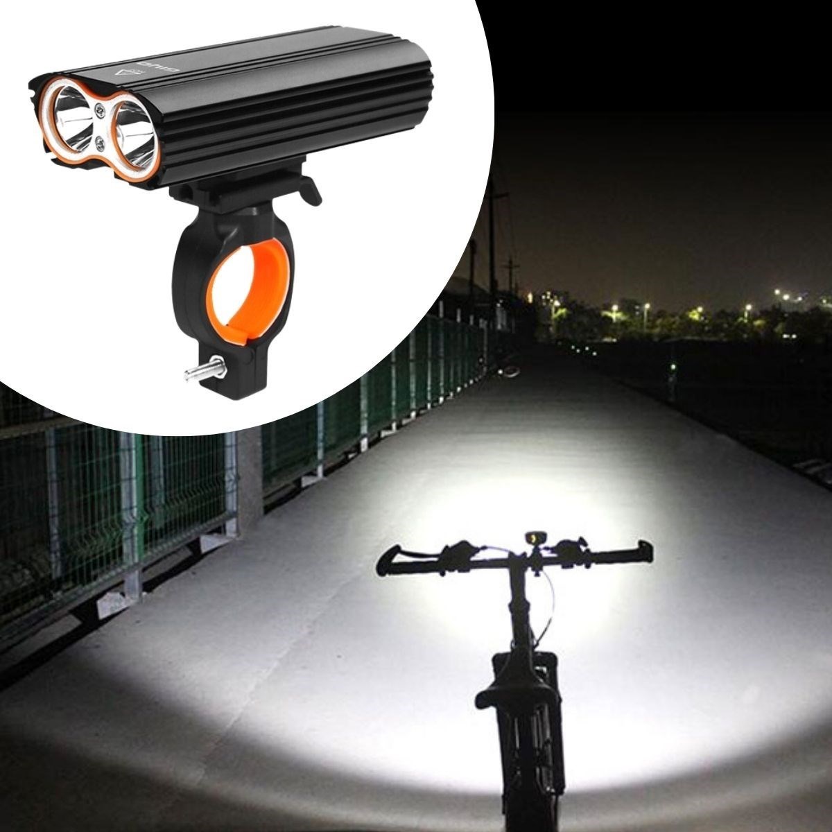 shop® Şarj Göstergeli Uzun Menzil Su Geçirmez LED Bisiklet Feneri 1600 Lumen