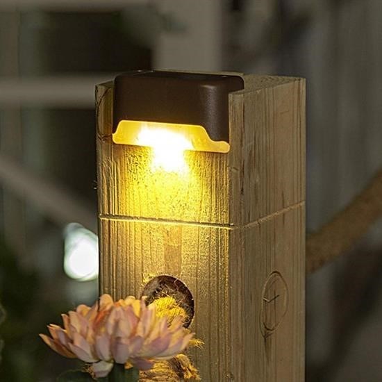 shop® Solar Güneş Enerjili Şarj Edilen Köşebent Merdiven Veranda Bahçe Yolu Led Lamba Işık 4 Adet