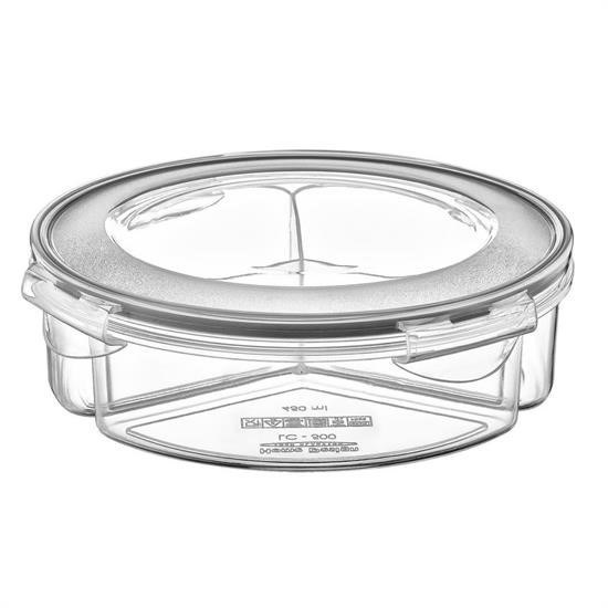 shop® 3 Bölmeli Sızdırmaz Contalı Kilitli Kapaklı 1,35 Litre yuvarlak Erzak Saklama Kabı LC-500